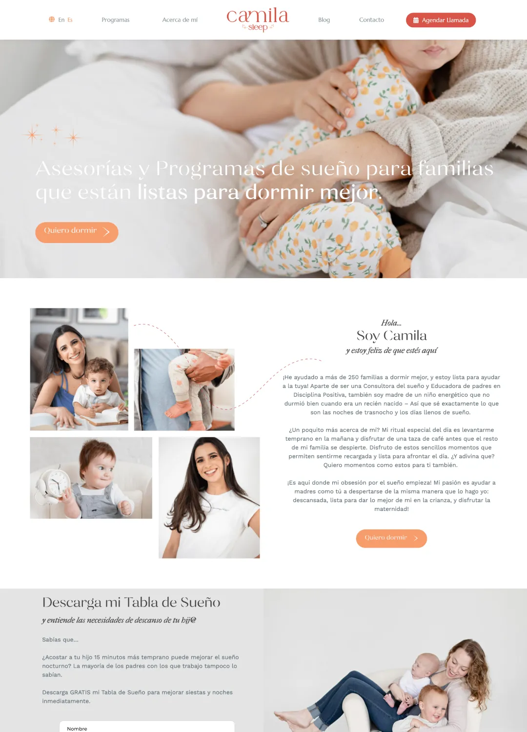 camila sleep website design